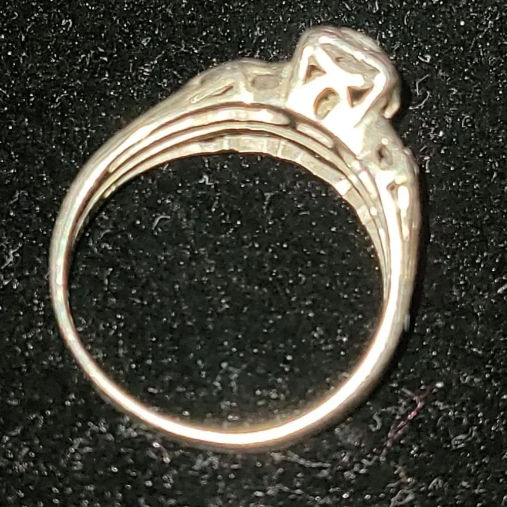 Antique Diamond Wedding Engagement Ring Set